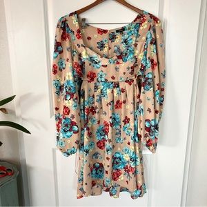 AFRM Satin Floral Long Sleeve Dress